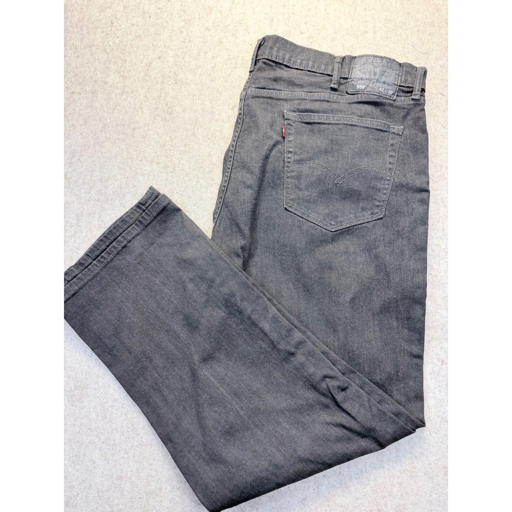 Levi's 559 Relaxed Straight Jeans Mens 42x32 Gray Stretch Denim Pants